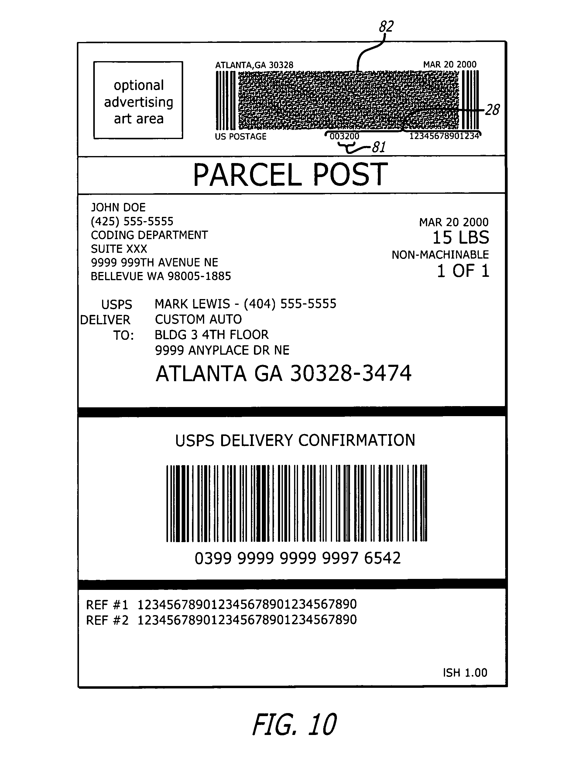 shipping label sample
